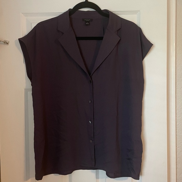 Ann Taylor Factory Tops - Ann Taylor Deep Purple Button-Down Blouse